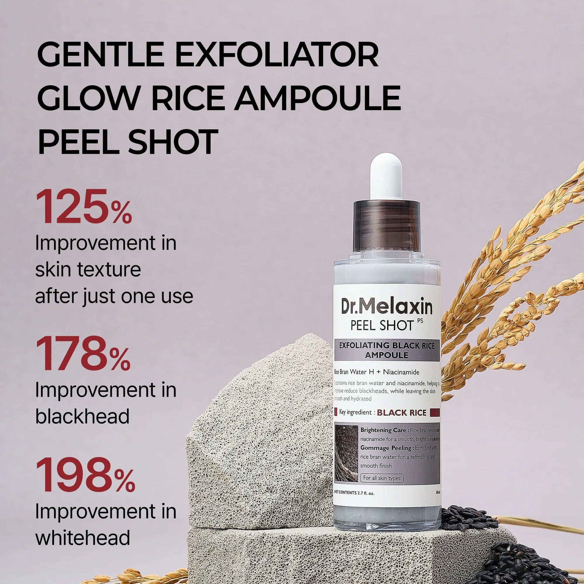 Dr. Melaxin Black Rice Ampoule | Korean Exfoliating Serum for Blackheads