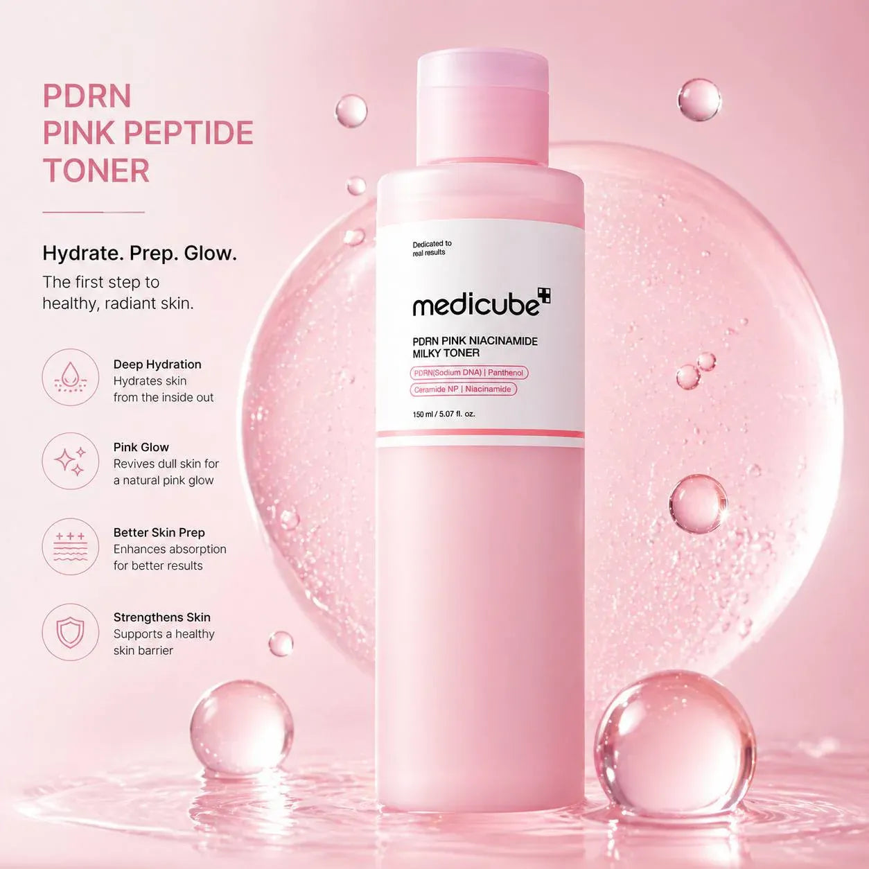 Medicube PDRN Pink Peptide Toner | Anti-Ageing Korean Skincare for Glass Skin UK